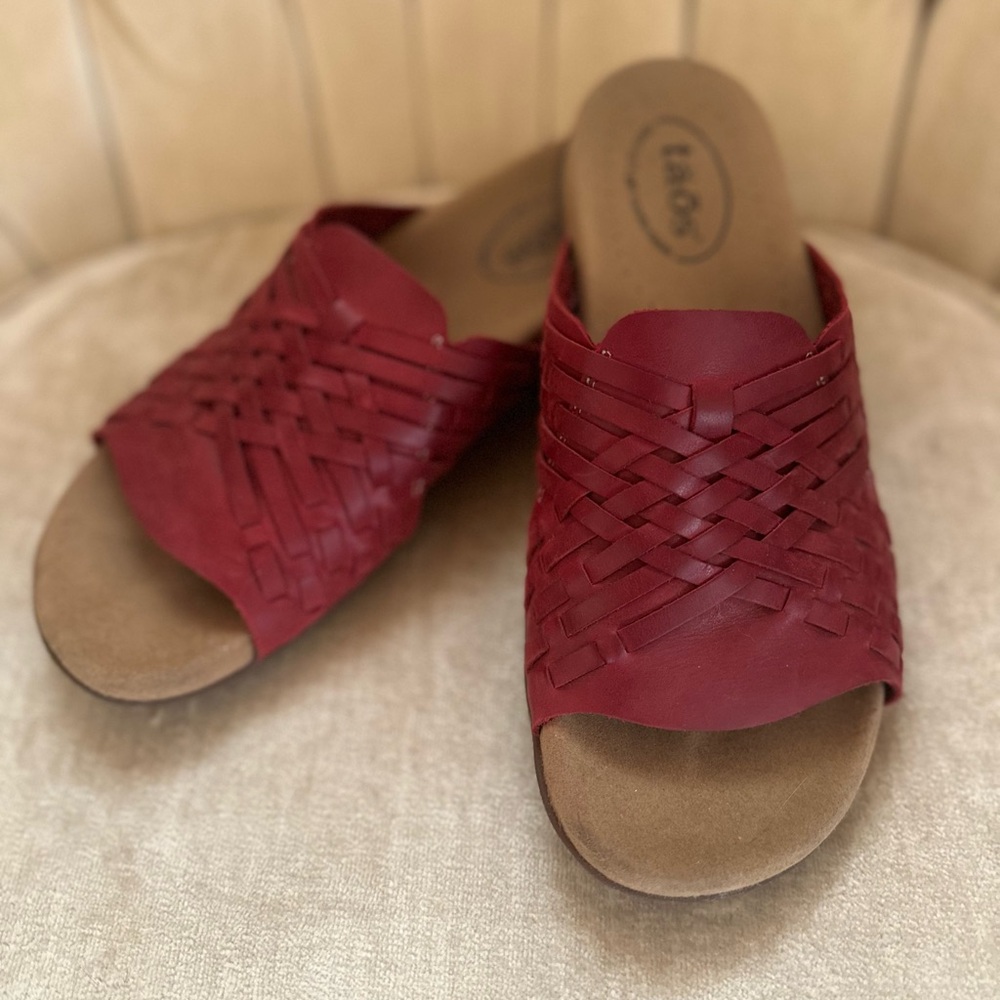 Taos Red leather Woven comfort Sandals